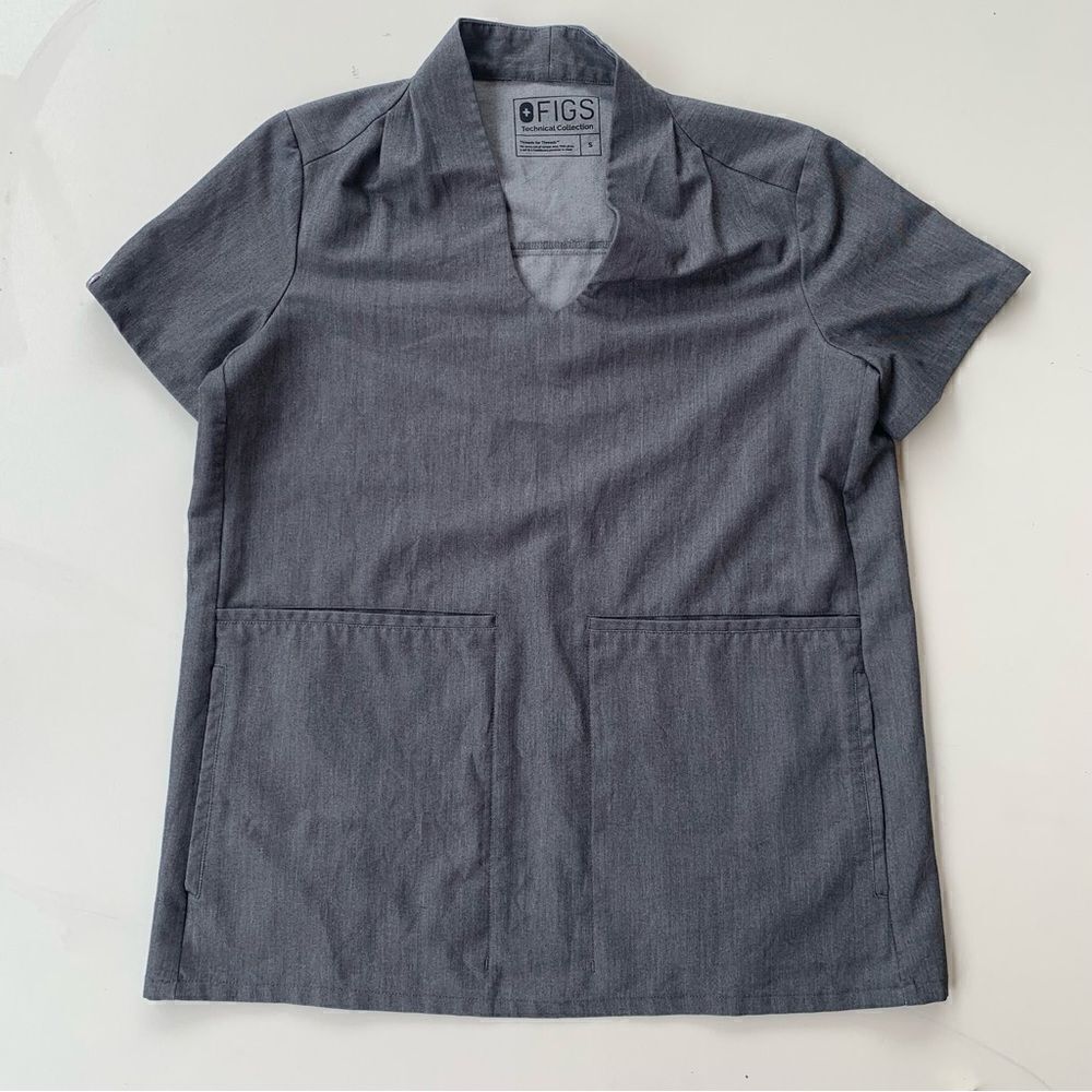 Figs Womens S Banepa Oversized four Pockets ScrubTop heather Gray PO#1286